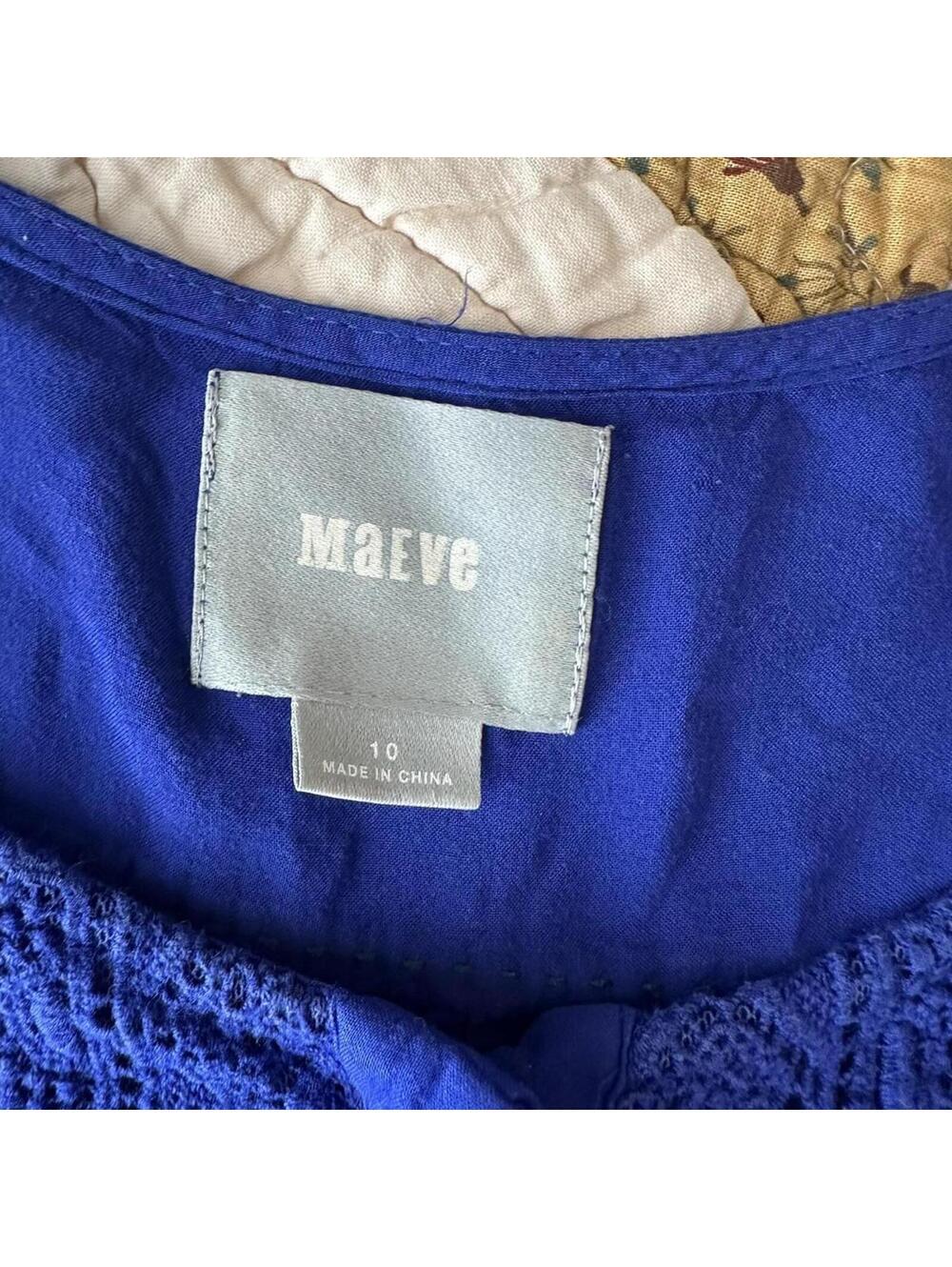 Anthropologie Maeve Crescent Street Lace Blouse in blue size 10 summer - Picture 3 of 5